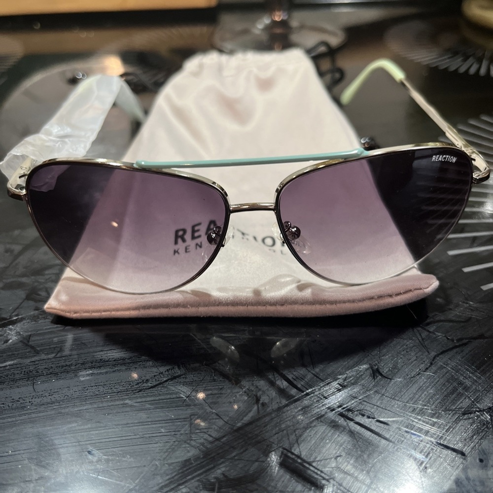 Kenneth Cole Sunglasses Unisex Silver Frame Pastel Blue And Green new